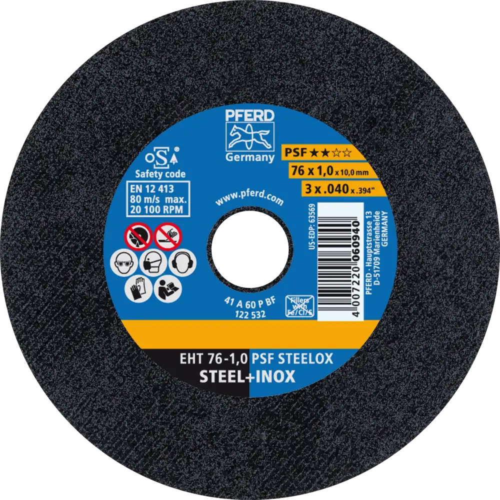 PFERD TOOLS Trennscheibe EHT gerade Universallinie PSF STEELOX für Stahl/Edelstahl PFERD TOOLS Trennscheibe EHT gerade Universallinie PSF STEELOX für Stahl/Edelstahl