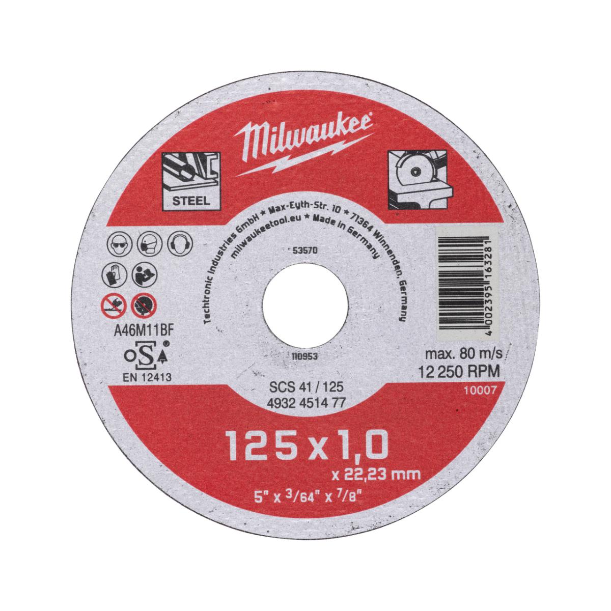 Milwaukee - Metalltrennscheibe 125x1 mm Contr. - 4932451477