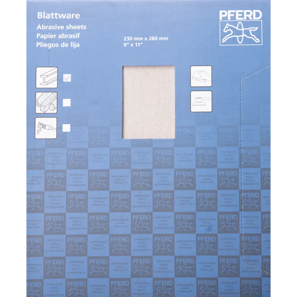 PFERD TOOLS Universal Papier Schleifbogen Korund 230x280mm BP ECO AC A320 mit Antihaftbeschichtung
