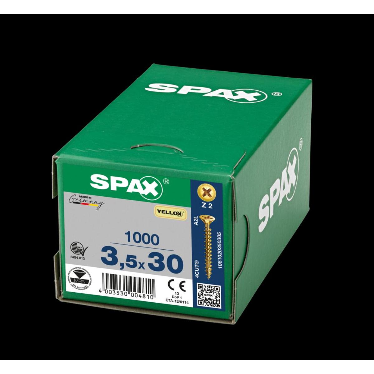 SPAX Senkmultikopf Kreuzschlitz Z2 Vollgewinde YELLOX, 1000 Stück