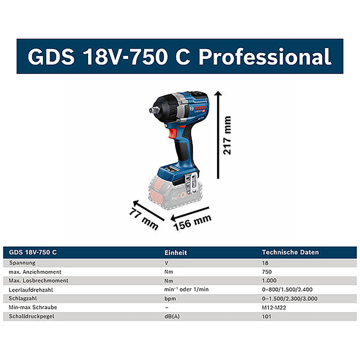 Bosch Akku-Drehschlagschrauber GDS 18V-750 C