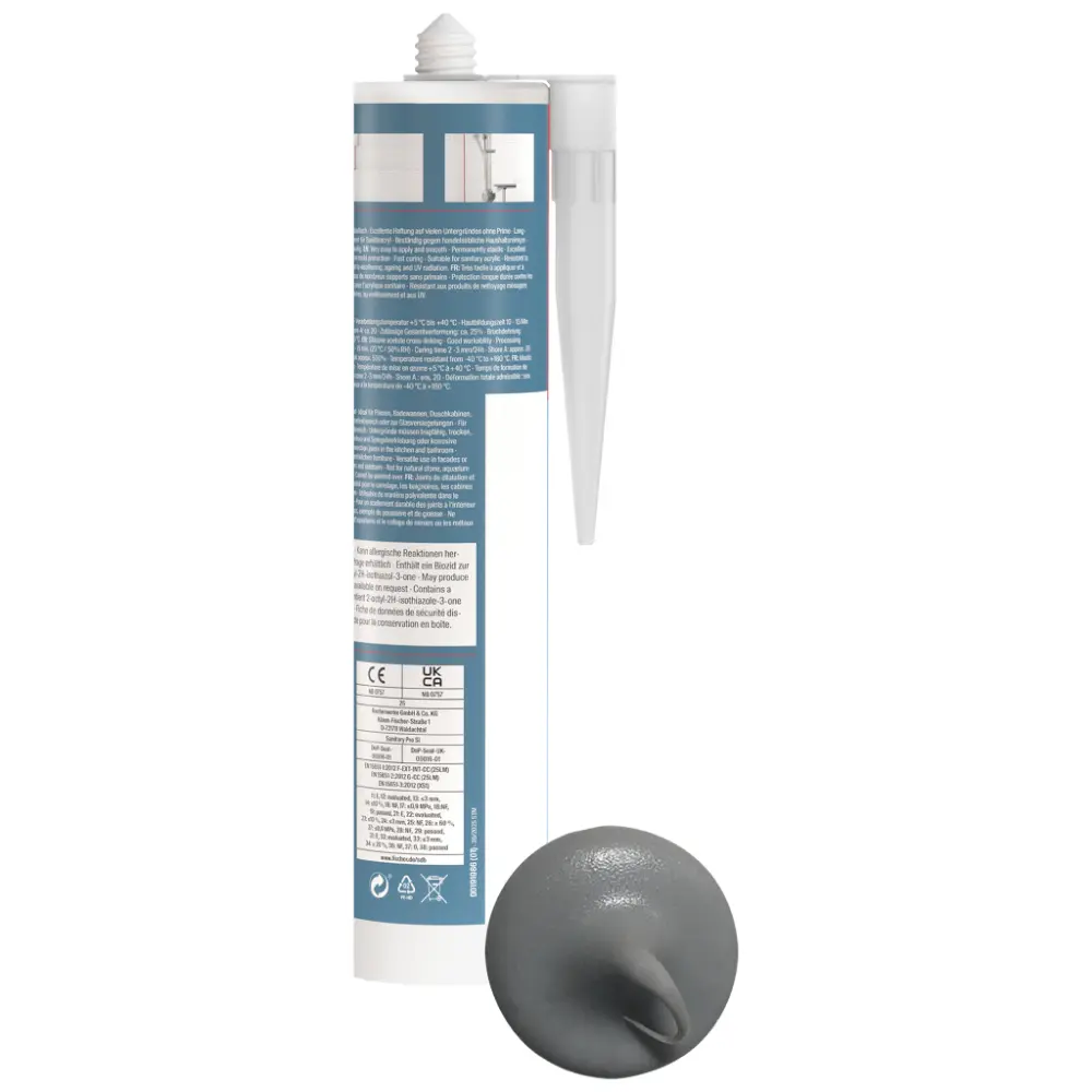 Fischer Sanitärsilikon Sanitary Pro SI (DSSA) dunkelgrau 310 ml