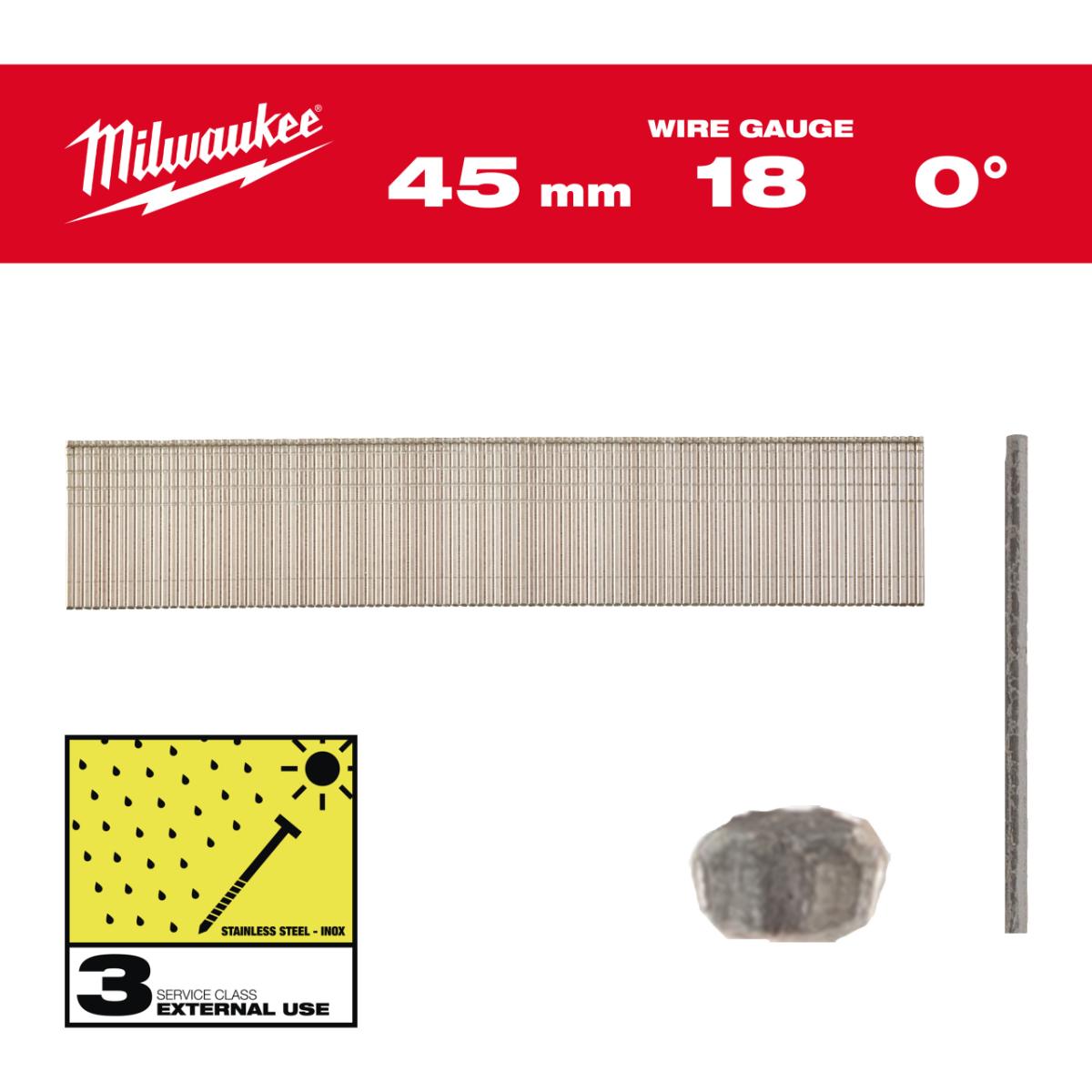 Milwaukee Stauchkopf-Nägel 18 Gauge für M18CN18GS Edelstahl