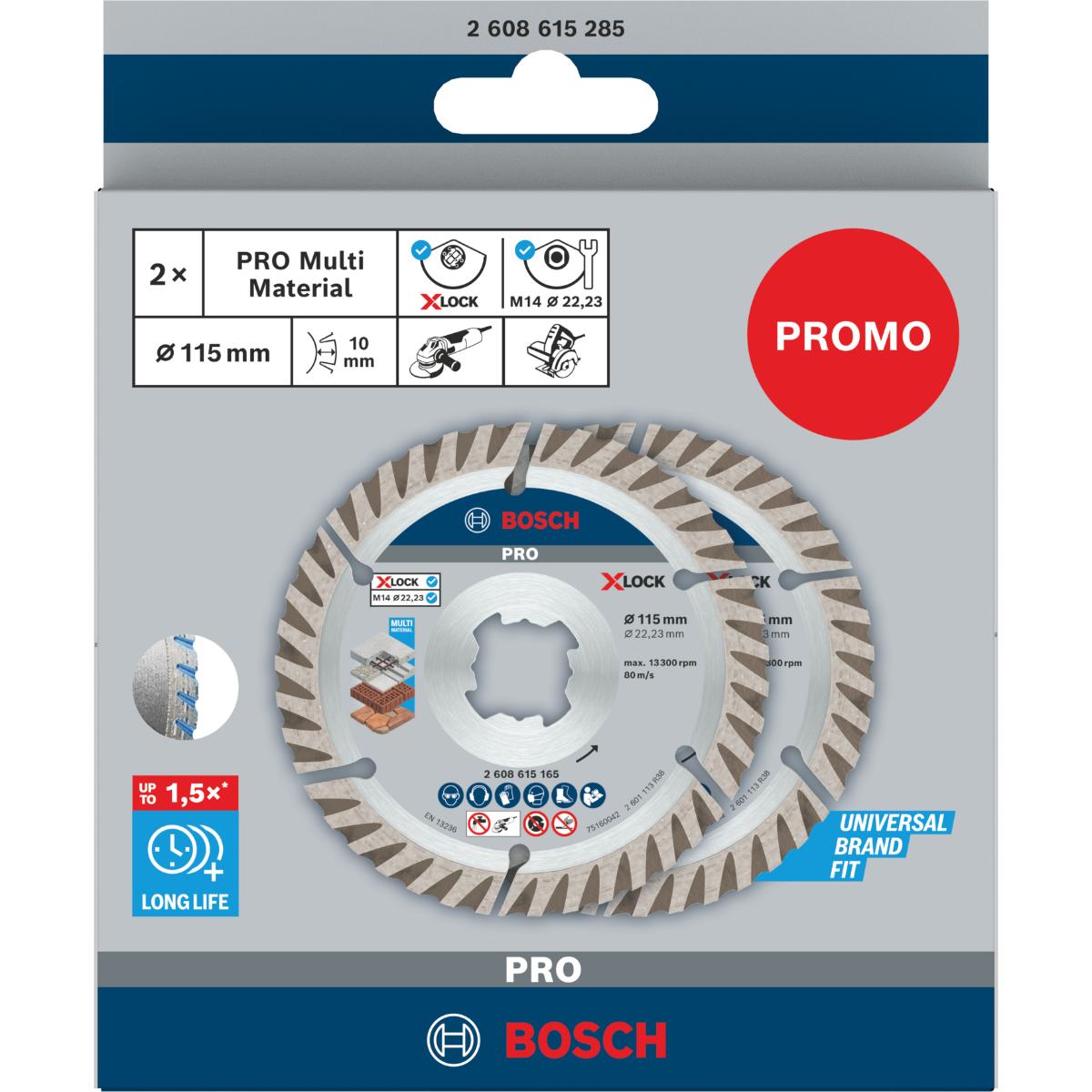 Bosch PRO Multi Material X-LOCK Diamanttrennscheibe, 115 x 22,23 mm