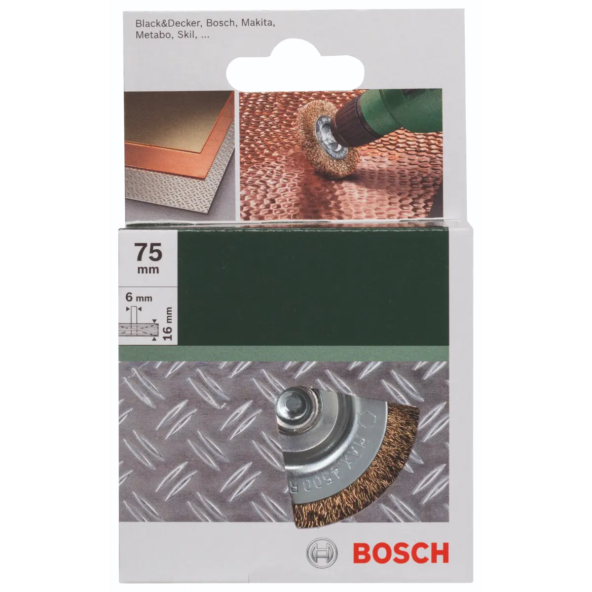 Bosch Scheibenbürsten für Bohrmaschinen - Gewellter Draht, vermessingt, 75 mm