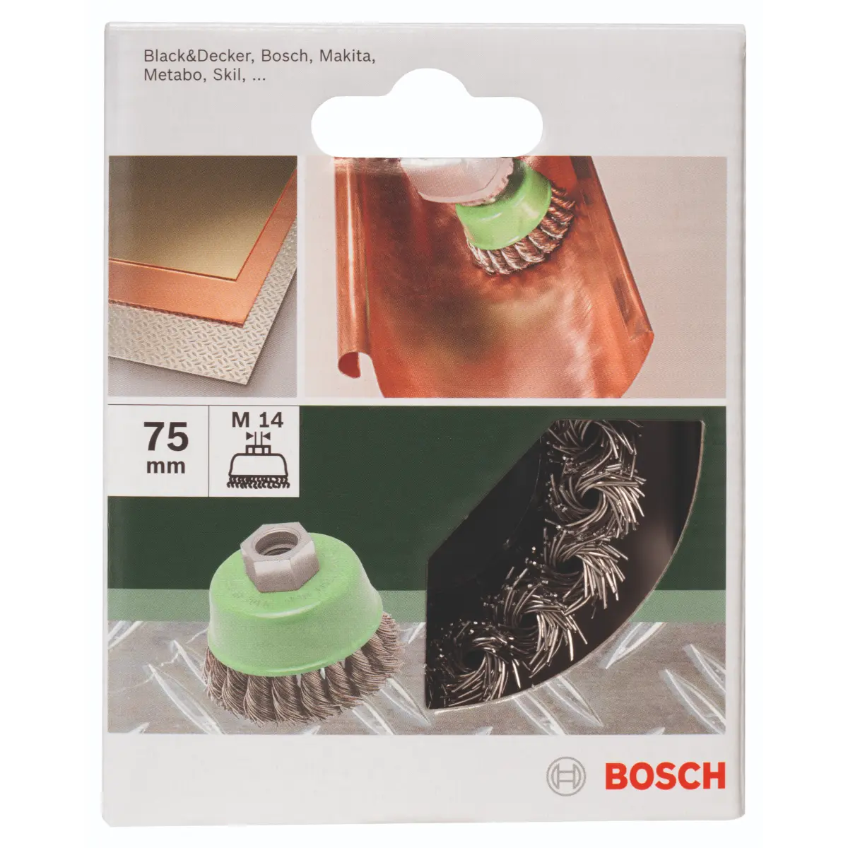 Bosch Topfbürste für Winkel- und Geradschleifer - Gezopfter Draht, rostfrei, 75 mm