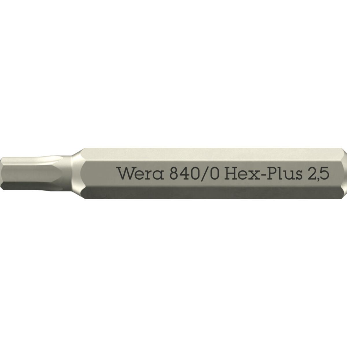 Wera 840/0 Micro Bits Hex-Plus für Innensechskantschrauben, 2,5 x 30 mm
