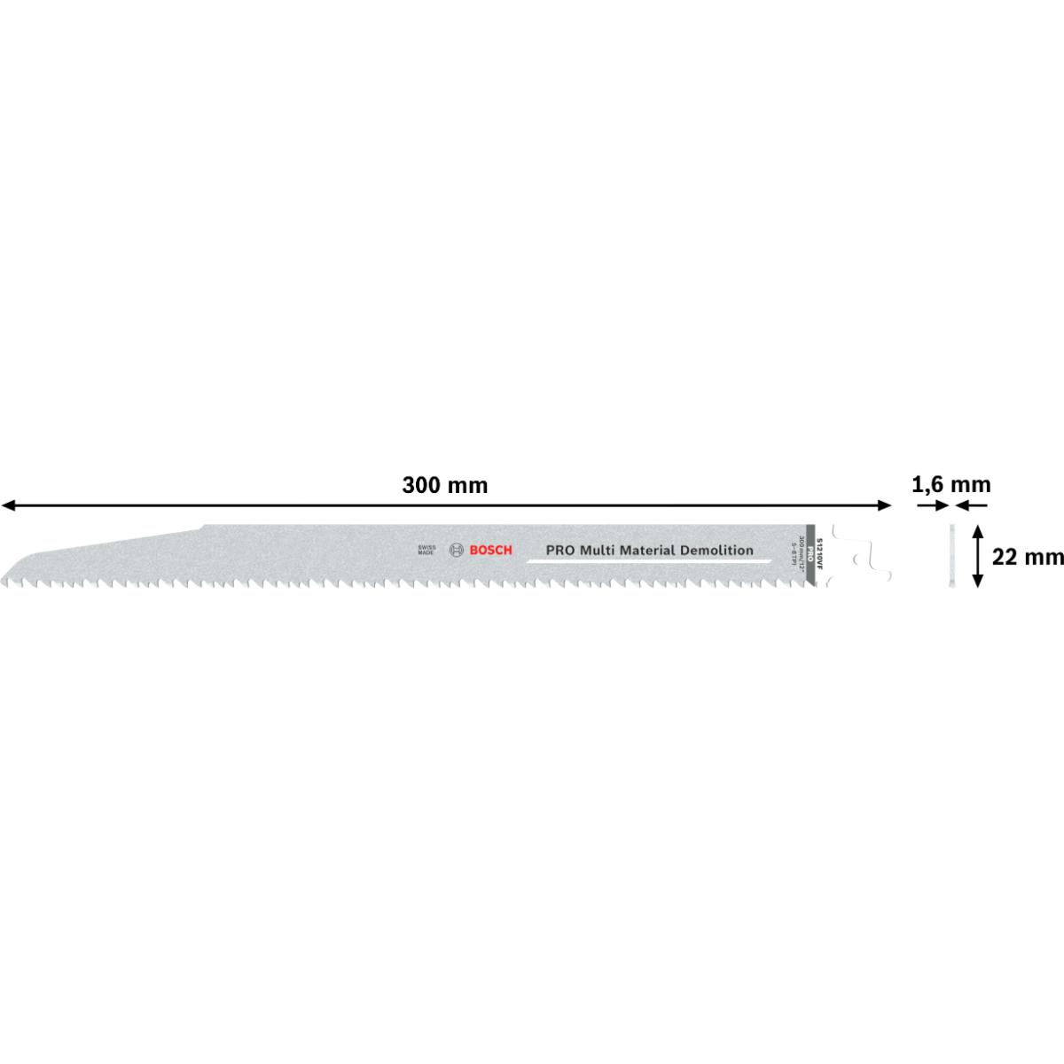 Bosch PRO Multi Material Demolition S1210VF Blatt, 1,6 x 22 x 300 mm, 25-tlg