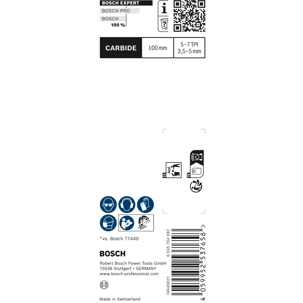 Bosch EXPERT ‘Hardwood Fast’ T 144 DHM Stichsägeblatt, 3 Stück