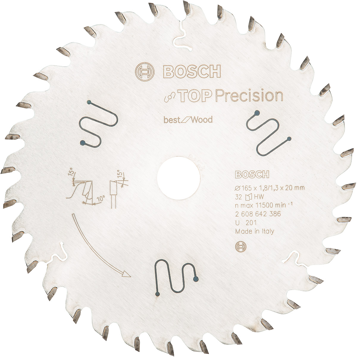 Bosch Kreissägeblatt Top Precision Best for Wood, 165 x 20 x 1,8mm, 32 Zähne