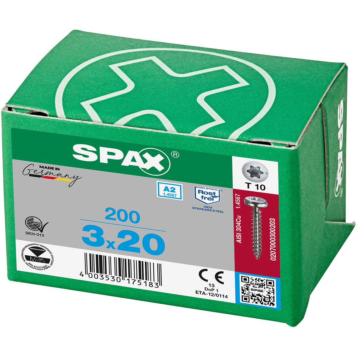 SPAX-S A2 Halbrundkopf T-Star Plus T10 Vollgewinde, 200 Stück