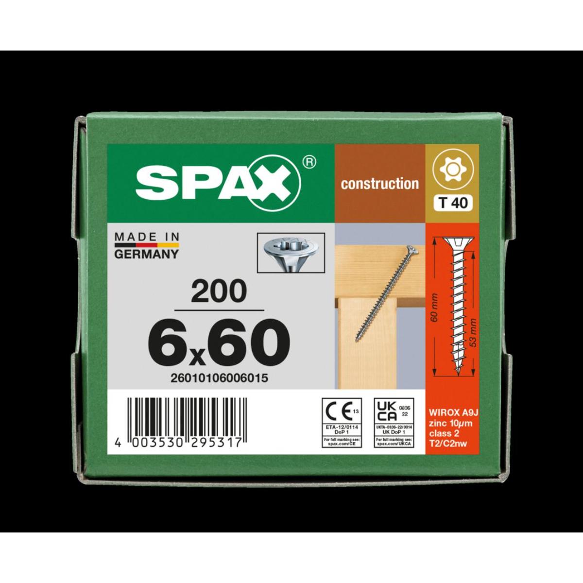 SPAX SENKMULTIKOPF T-STAR PLUS T40 VOLLGEWINDE WIROX 200 Stück