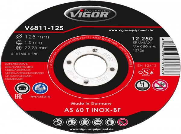 VIGOR Trennscheiben Satz, 125 mm, V6811-125, Anzahl Werkzeuge: 10