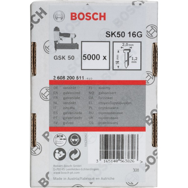 Bosch Senkkopf-Stift SK50 16G, Drahtmaß 1,2 mm, verzinkt
