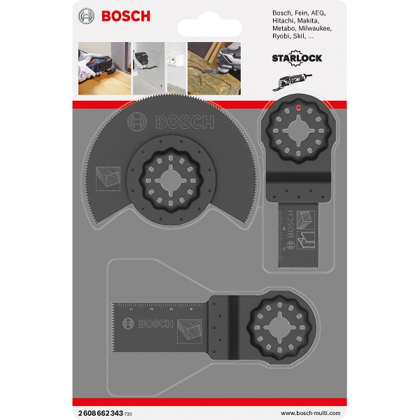 Bosch Holz-Basis-Set, 3-teilig, Sägeblätter für Multifunktionswerkzeuge