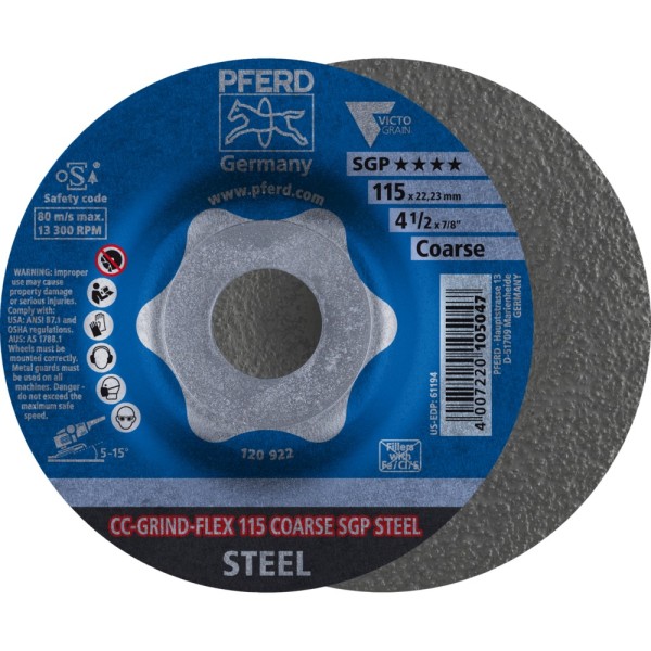 PFERD CC-GRIND-FLEX Schleifscheibe Speziallinie SGP STEEL für Stahl