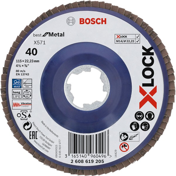 Bosch Fächerschleifscheibe X571 Best for Metal, gerade, Kunststoff