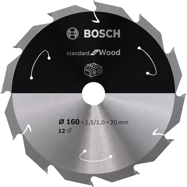 Bosch Akku-Kreissägeblatt Standard for Wood H 160x20 T12, ø außen: 160 mm