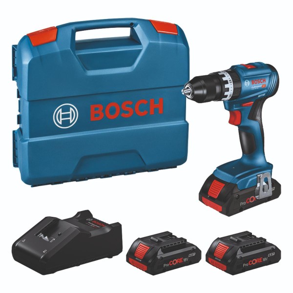 Bosch Professional Set: Akku-Schlagbohrschrauber GSB 18V-45, 3x ProCORE18V 4.0Ah, L-Case