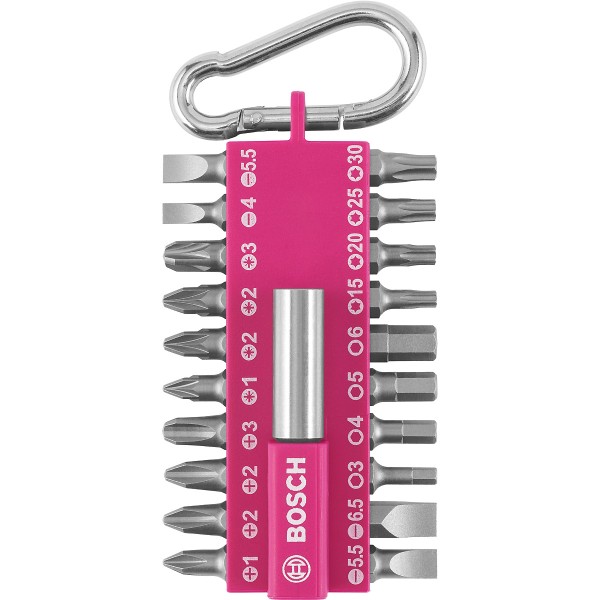 Bosch 21-teiliges Schrauberbit-Set mit Snap-hook, Pink