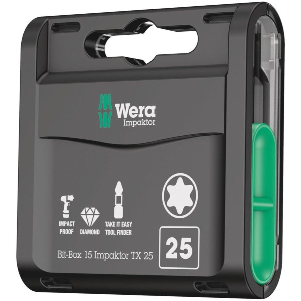 Wera Bit-Box 15 Impaktor TX, TX 25 x 25 mm, 15-teilig