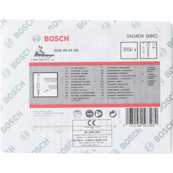 Bosch D-Kopf Streifennagel, verzinkt, gerillt