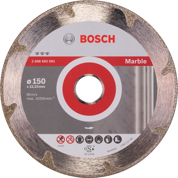 Bosch Diamanttrennscheibe Best for Marble, Bohrungsdurchmesser (mm):22.23, Segmenthöhe (mm):3, Schnittbreite (mm):2.2