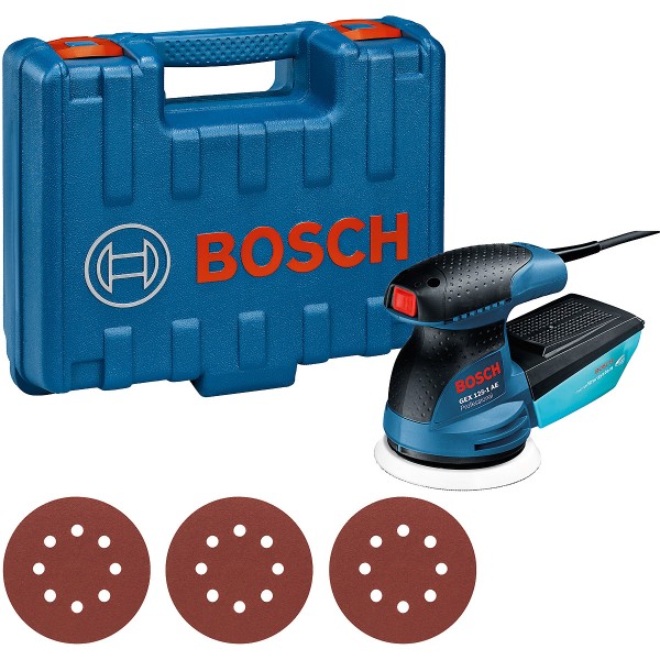 Bosch Exzenterschleifer GEX 125-1 AE, mit 3 x Schleifblatt C470, in Handwerkerkoffer