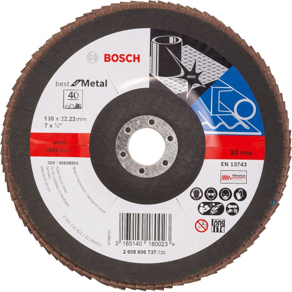Bosch Fächerschleifscheibe X571 Best for Metal, gewinkelt, Glasgewebe