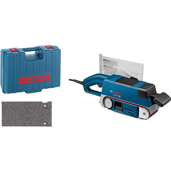 Bosch Bandschleifer GBS 75 AE, mit Koffer, Gewebeschleifband, Staubsack, Grafitplatte