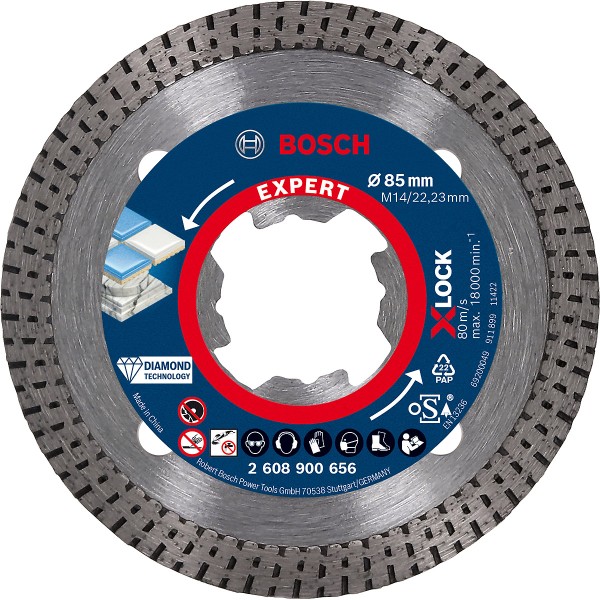 Bosch EXPERT HardCeramic X-LOCK Diamanttrennscheiben für kleine Winkelschleifer, Bohrungsdurchmesser (mm):22,3