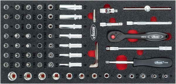 VIGOR Steckschlüssel-Werkzeug Satz, V4971, Vierkant6,3 mm (1/4 Zoll), Außen TORX® Profil, Außen-Sech