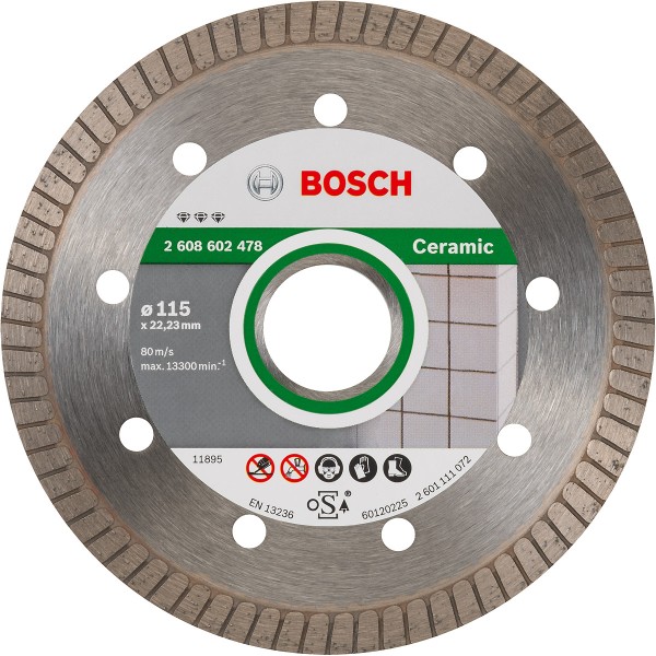 Bosch Diamanttrennscheibe Best for Ceramic Extra-Clean Turbo, Bohrungsdurchmesser (mm):22.23, Segmenthöhe (mm):7