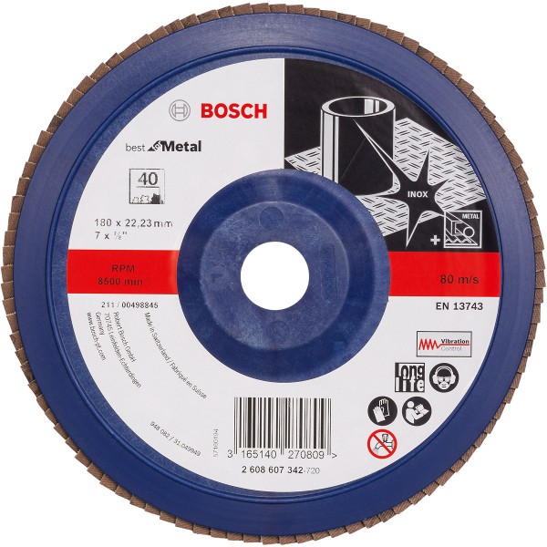 Bosch Fächerschleifscheibe X571 Best for Metal, gerade, Kunststoff