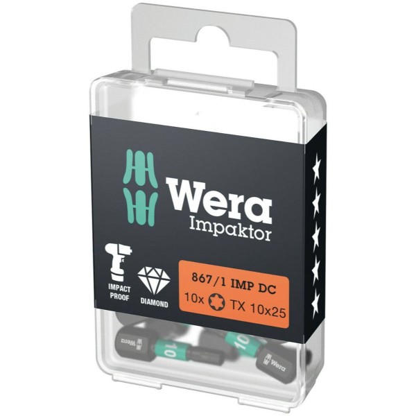 Wera 867/1 IMP DC TORX DIY Impaktor Bits, TX 10 x 25 mm, 10-teilig
