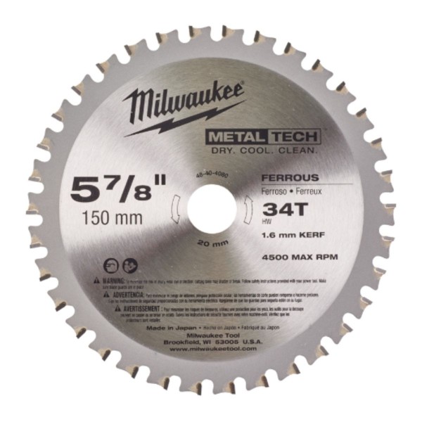 Milwaukee Kreissägeblatt 150/20mm 34Z Metall