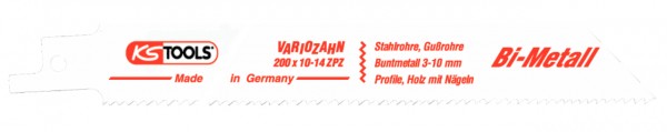 KS Tools Säbelsägeblatt, 200mm, Variozahn, 1,8-2,5mm, 5er Pack