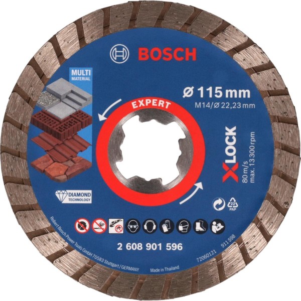 Bosch EXPERT MultiMaterial X-LOCK Diamanttrennscheiben, 22,23 x 2,4 x 12 mm