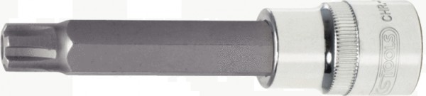 KS Tools 1/2" CHROMEplus Bit-Stecknuss RIBE mit Stirnlochbohrung,lang