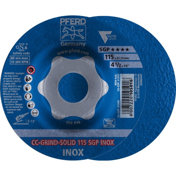 PFERD CC-GRIND-SOLID Schleifscheibe Speziallinie SGP INOX für Edelstahl