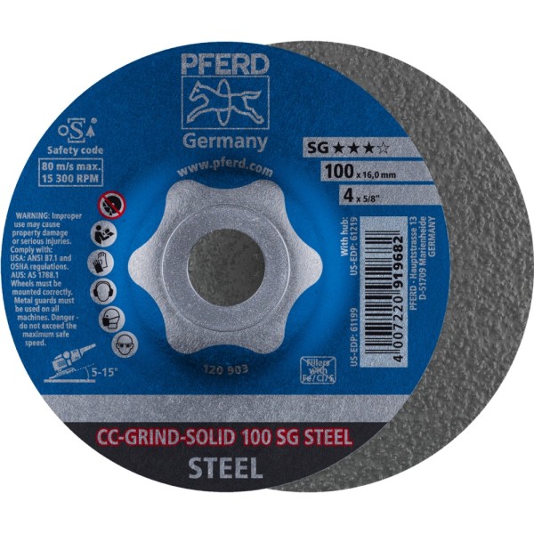 PFERD CC-GRIND-SOLID Schleifscheibe Leistungslinie SG STEEL für Stahl