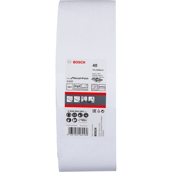 Bosch Schleifband-Set X440 Best for Wood and Paint, 10-teilig 75x533 mm
