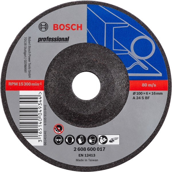 Bosch Schruppscheibe gekröpft Expert für Metall A 24 S BF, 100 mm, 16,00 mm, 6,0 mm