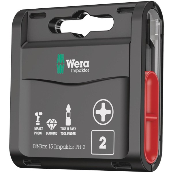Wera Bit-Box 15 Impaktor PH, PH 2 x 25 mm, 15-teilig