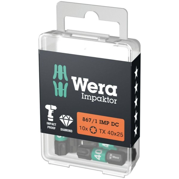 Wera 867/1 IMP DC TORX DIY Impaktor Bits, TX 40 x 25 mm, 10-teilig