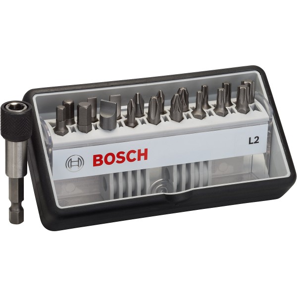 Bosch Schrauberbit-Set Robust Line L Extra-Hart, 18 + 1-teilig, 25mm, PH, PZ, T, LS, HEX