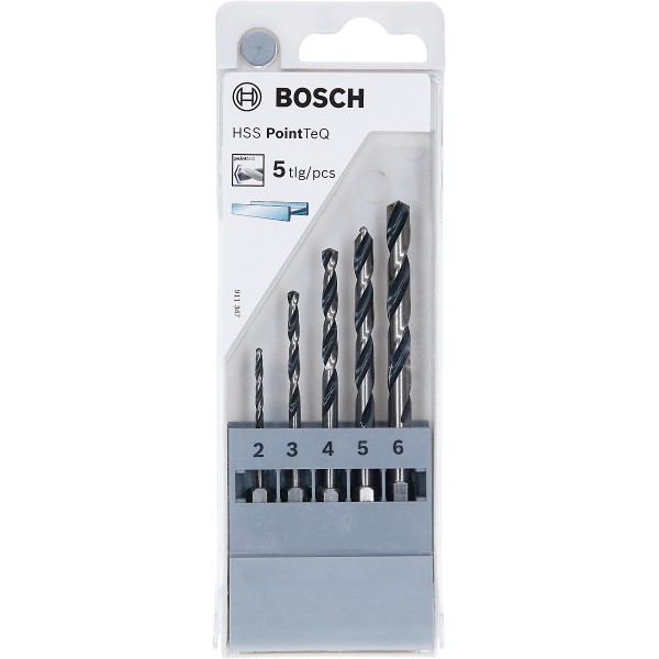 Bosch HSS-Spiralbohrer PointTeQ mit Sechskantschaft, 5-teilig