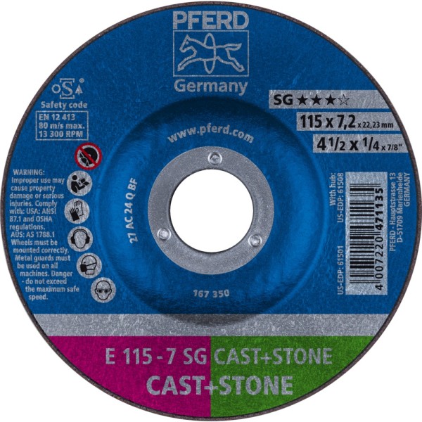 PFERD Schruppscheibe E Leistungslinie SG CAST+STONE für Guss/Stein