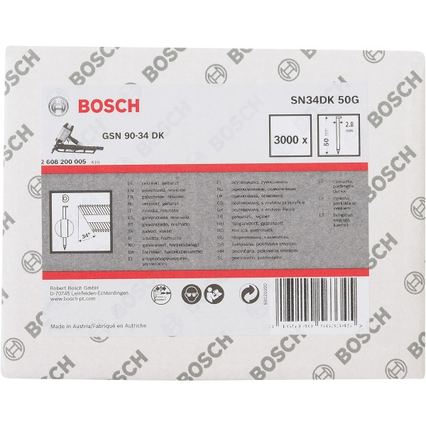 Bosch D-Kopf Streifennagel, verzinkt, glatt