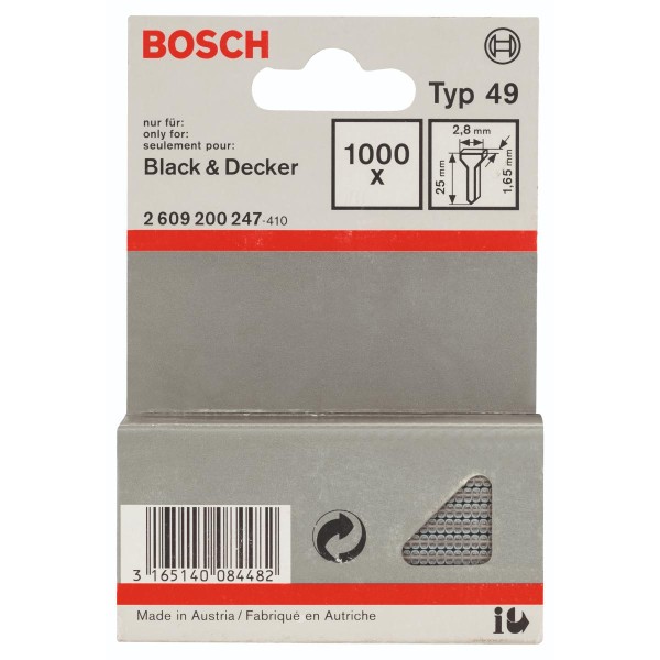 Bosch Tackerstift Typ 49, 25 mm, 1000er-Pack